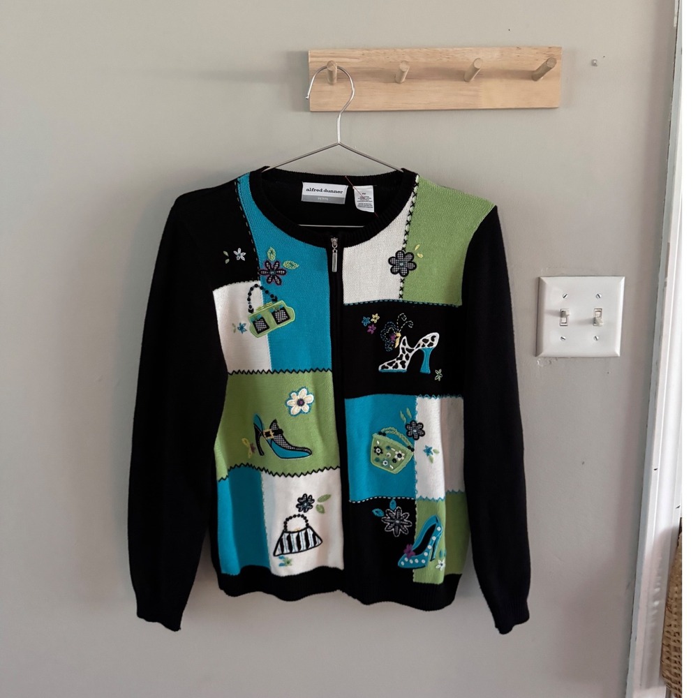 Vintage Alfred Dunner Full Zip Cardigan Sweater